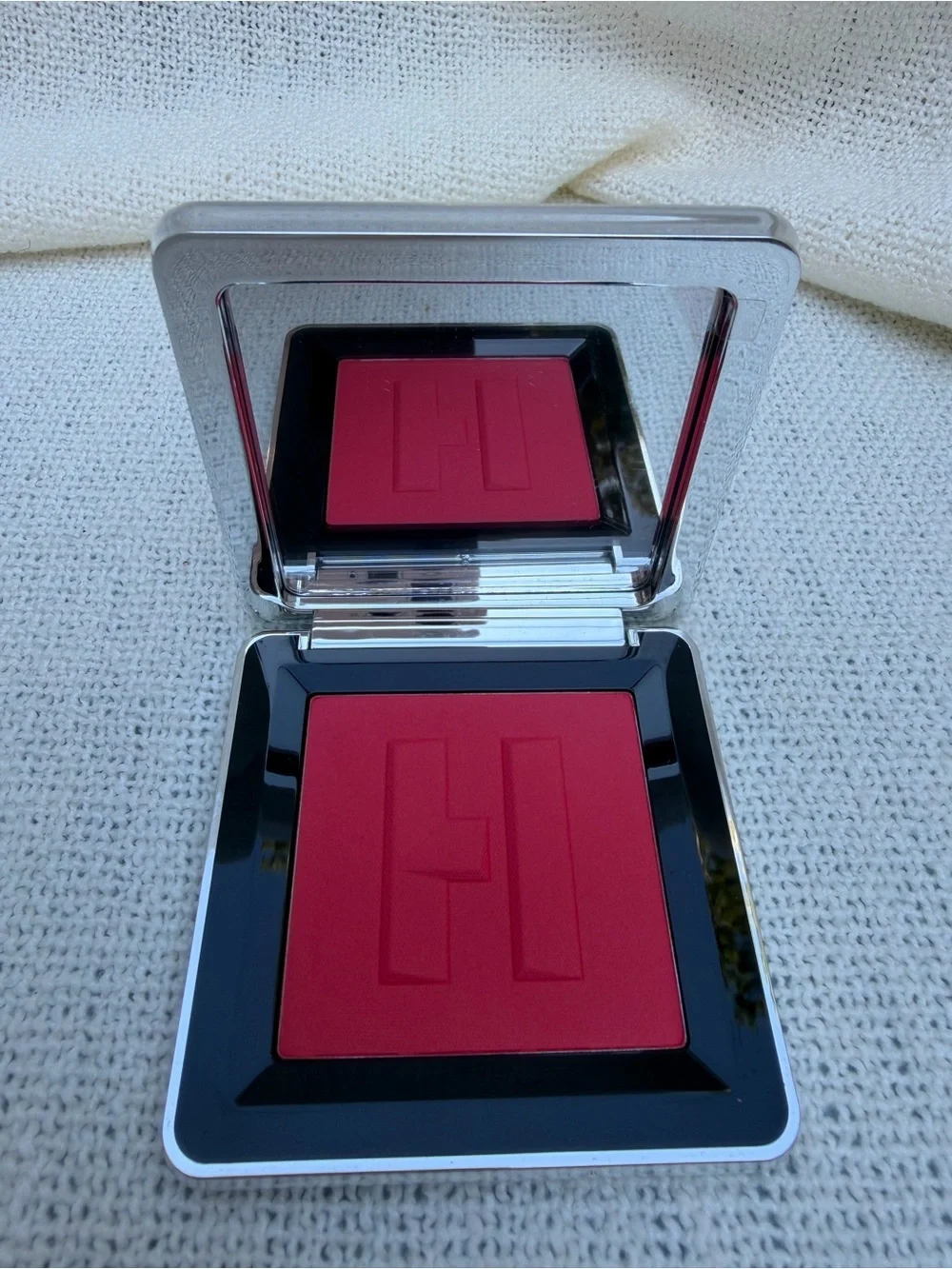 NIB Haus Labs By Lady Gaga Silver Compact Mirror Blush in Watermelon Bliss